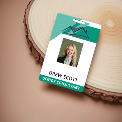 Style D18 Custom Print Employee ID Badge with Text, Personalized Name Badge Double Sided Print with Name, Photo, Logo
