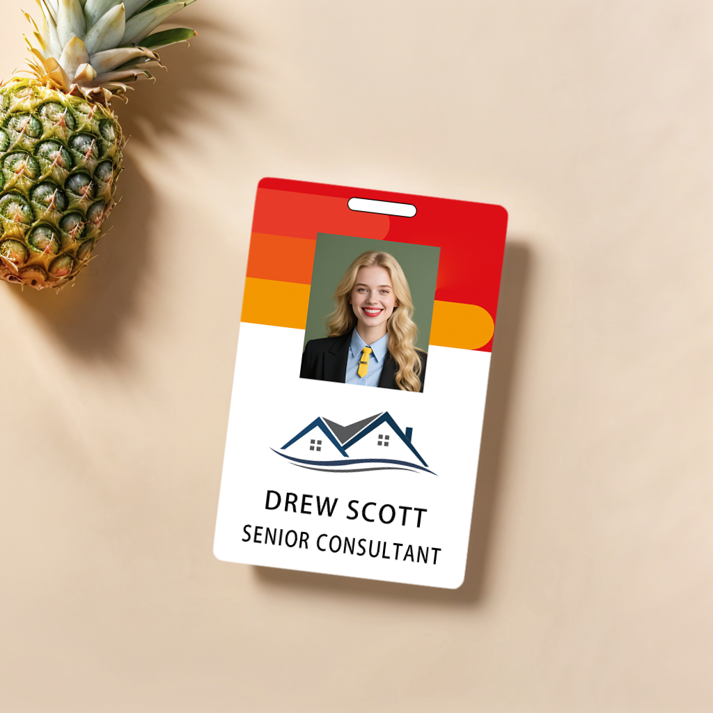 Style D14 Custom Print Employee ID Badge with Text, Personalized Name Badge Double Sided Print with Name, Photo, Logo