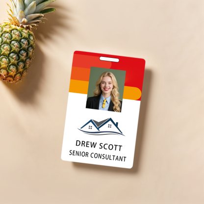 Style D14 Custom Print Employee ID Badge with Text, Personalized Name Badge Double Sided Print with Name, Photo, Logo