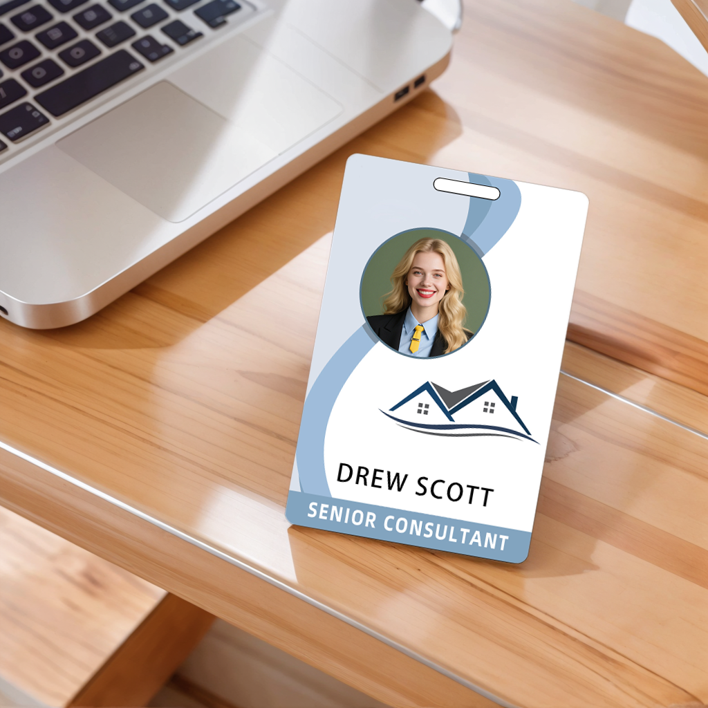 Style T85 Custom Print Employee ID Badge , Personalized Name Badge Double Sided Print with Name, Photo, Logo