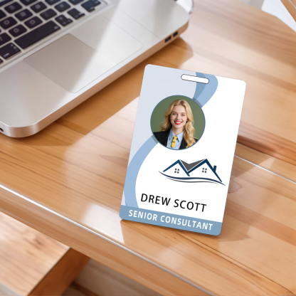 Style T85 Custom Print Employee ID Badge , Personalized Name Badge Double Sided Print with Name, Photo, Logo