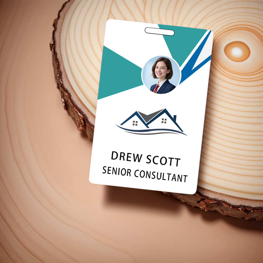 Style T95 Custom Print Employee ID Badge , Personalized Name Badge Double Sided Print with Name, Photo, Logo