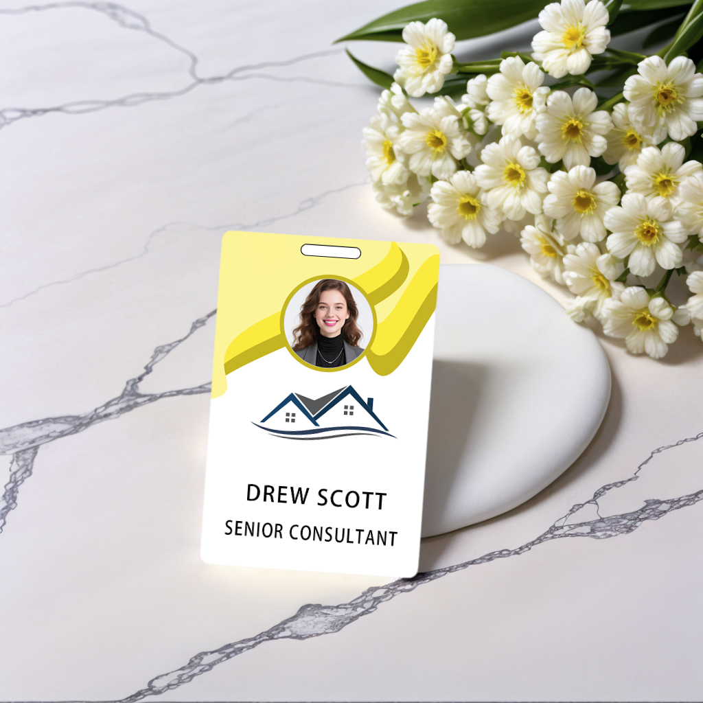 Style T98 Custom Print Employee ID Badge , Personalized Name Badge Double Sided Print with Name, Photo, Logo