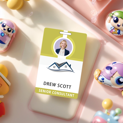 Style D34 Custom Print Employee ID Badge with Text, Personalized Name Badge Double Sided Print with Name, Photo, Logo