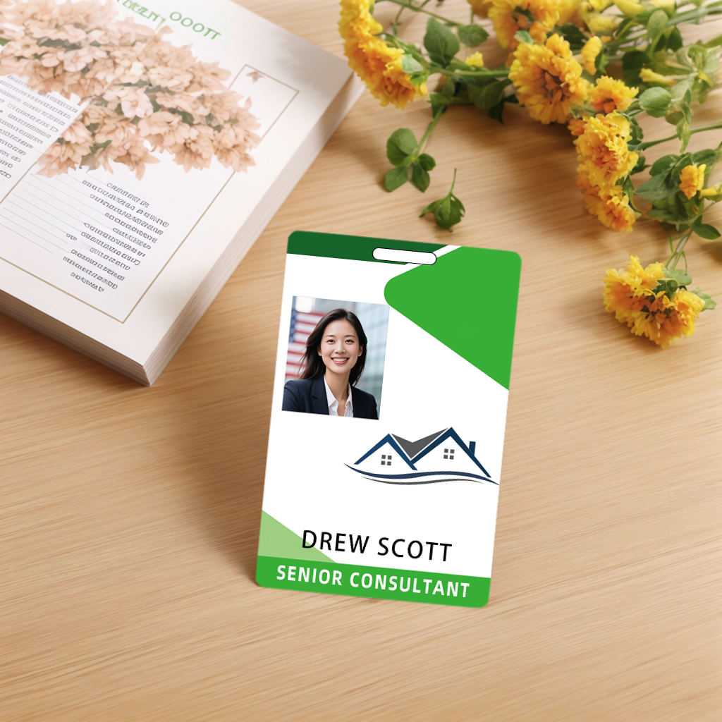 Style T79 Custom Print Employee ID Badge , Personalized Name Badge Double Sided Print with Name, Photo, Logo