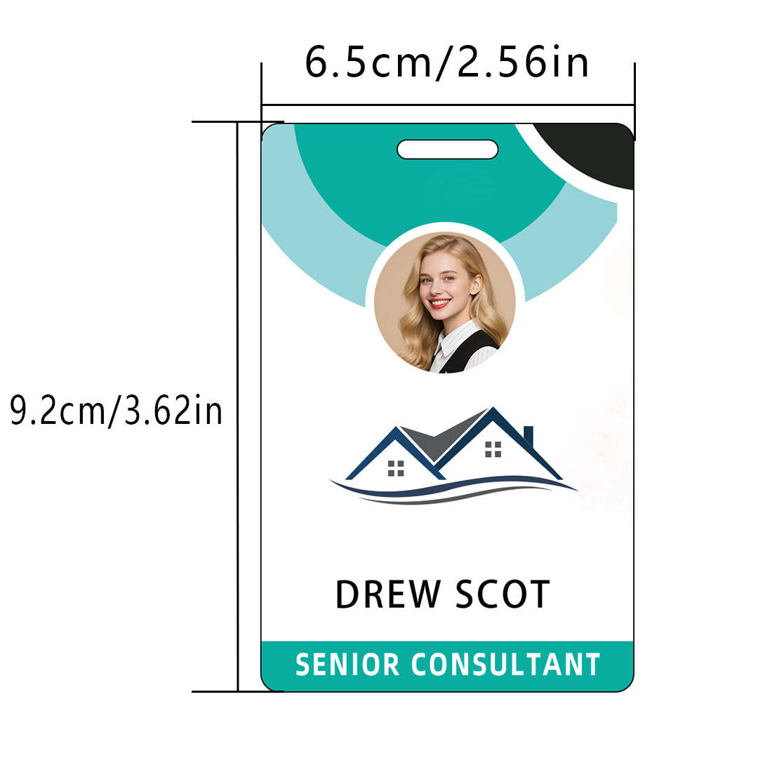 Style t-02 Custom Print Employee ID Badge , Personalized Name Badge Double Sided Print with Name, Photo, Logo