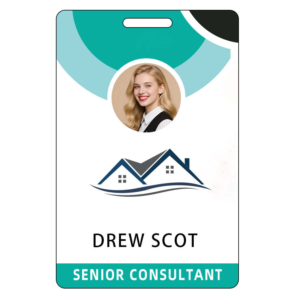 Style t-02 Custom Print Employee ID Badge , Personalized Name Badge Double Sided Print with Name, Photo, Logo