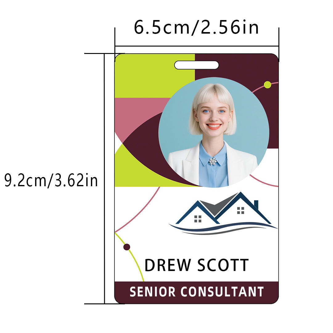 Style t-01 Custom Print Employee ID Badge , Personalized Name Badge Double Sided Print with Name, Photo, Logo