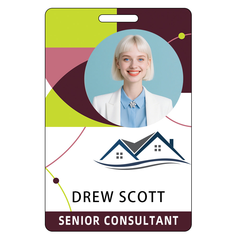 Style t-01 Custom Print Employee ID Badge , Personalized Name Badge Double Sided Print with Name, Photo, Logo