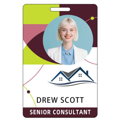 Style t-01 Custom Print Employee ID Badge , Personalized Name Badge Double Sided Print with Name, Photo, Logo