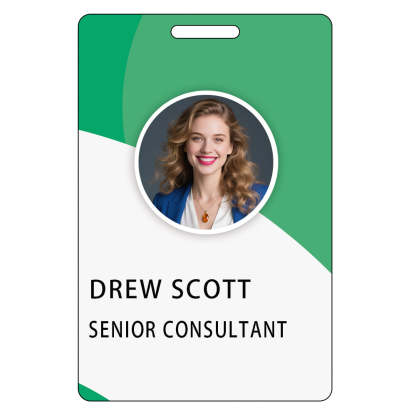 Style T102 Custom Print Employee ID Badge , Personalized Name Badge Double Sided Print with Name, Photo, Logo
