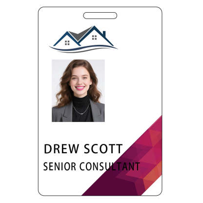 Style T103 Custom Print Employee ID Badge , Personalized Name Badge Double Sided Print with Name, Photo, Logo