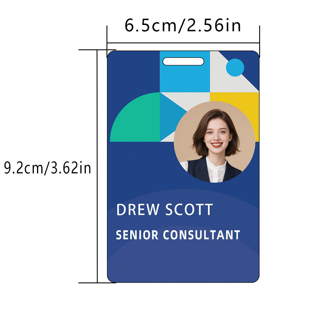 Style T104 Custom Print Employee ID Badge , Personalized Name Badge Double Sided Print with Name, Photo, Logo