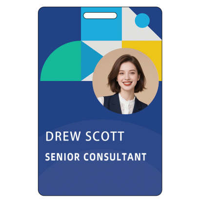 Style T104 Custom Print Employee ID Badge , Personalized Name Badge Double Sided Print with Name, Photo, Logo