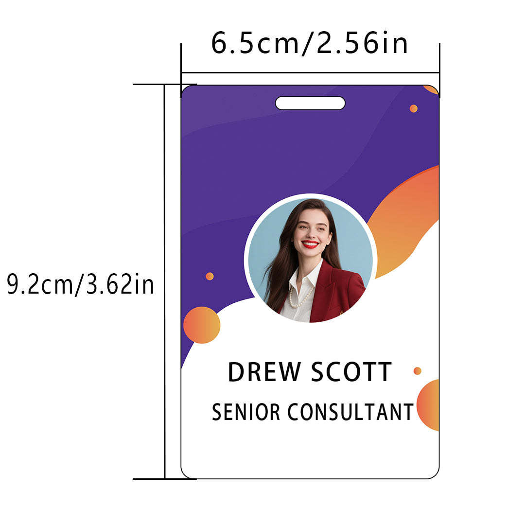 Style T105 Custom Print Employee ID Badge , Personalized Name Badge Double Sided Print with Name, Photo, Logo