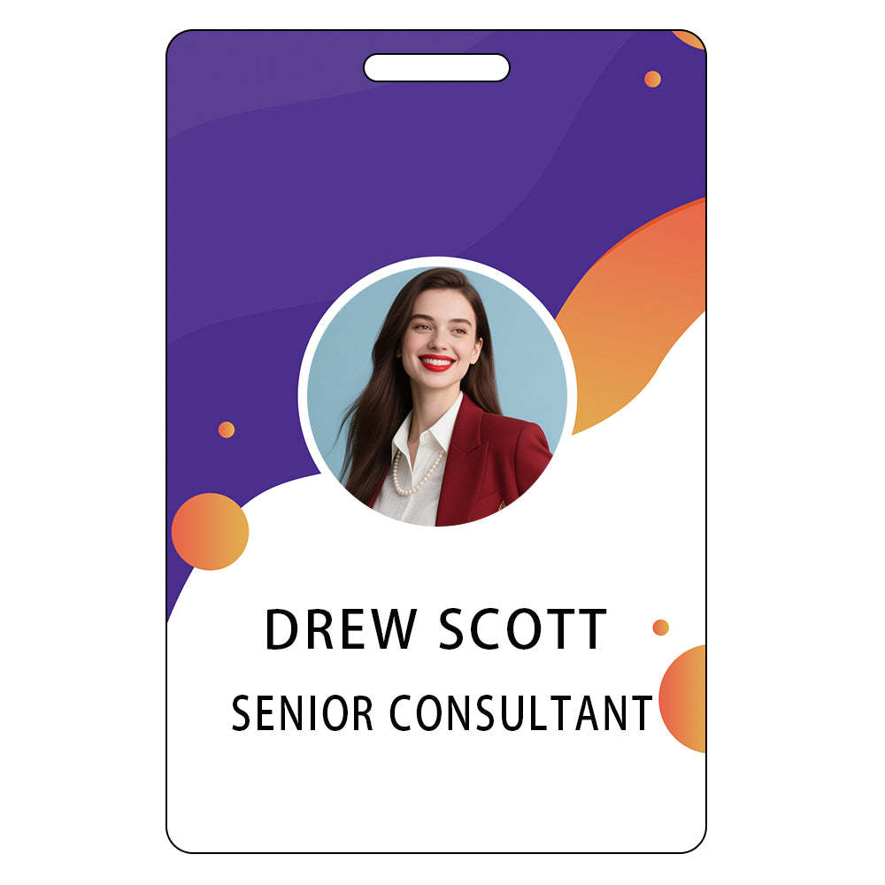 Style T105 Custom Print Employee ID Badge , Personalized Name Badge Double Sided Print with Name, Photo, Logo