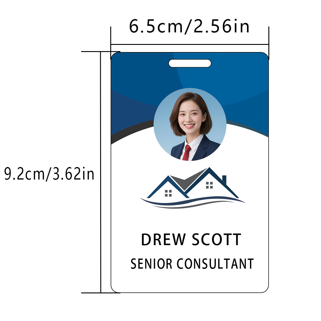Style T107 Custom Print Employee ID Badge , Personalized Name Badge Double Sided Print with Name, Photo, Logo