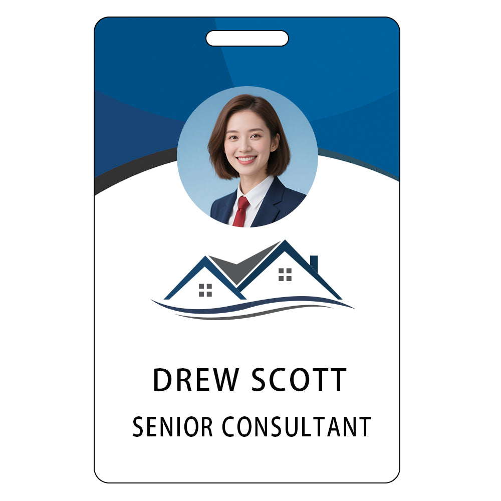 Style T107 Custom Print Employee ID Badge , Personalized Name Badge Double Sided Print with Name, Photo, Logo