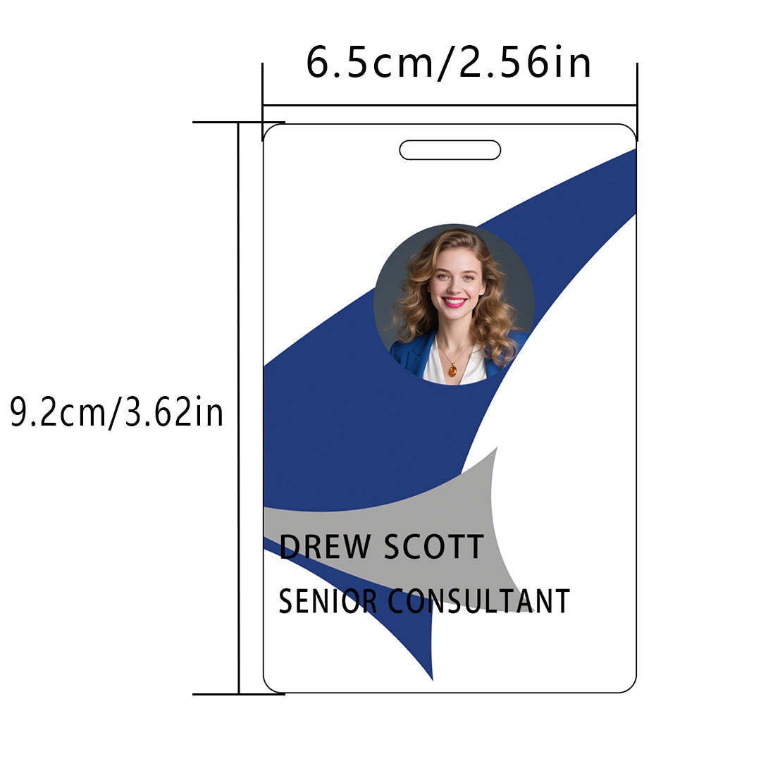 Style T108 Custom Print Employee ID Badge , Personalized Name Badge Double Sided Print with Name, Photo, Logo