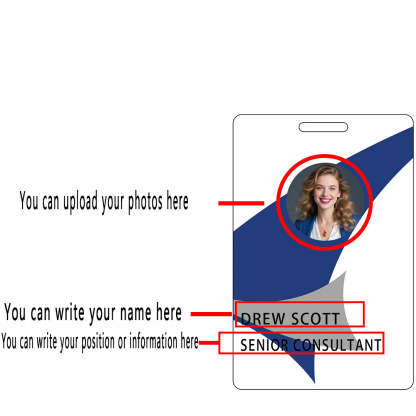 Style T108 Custom Print Employee ID Badge , Personalized Name Badge Double Sided Print with Name, Photo, Logo