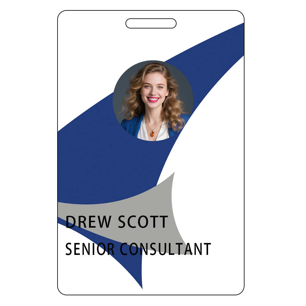 Style T108 Custom Print Employee ID Badge , Personalized Name Badge Double Sided Print with Name, Photo, Logo