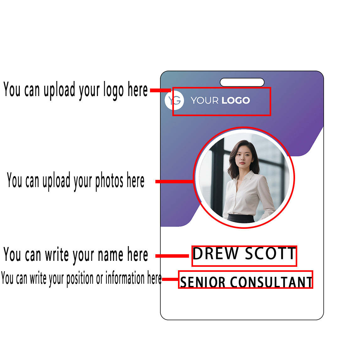 Style Y-11 Custom Print Employee ID Badge,customized Id Badge with Name Picture