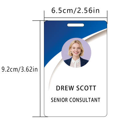 Style T035 Custom Print Employee ID Badge , Personalized Name Badge Double Sided Print with Name, Photo, Logo
