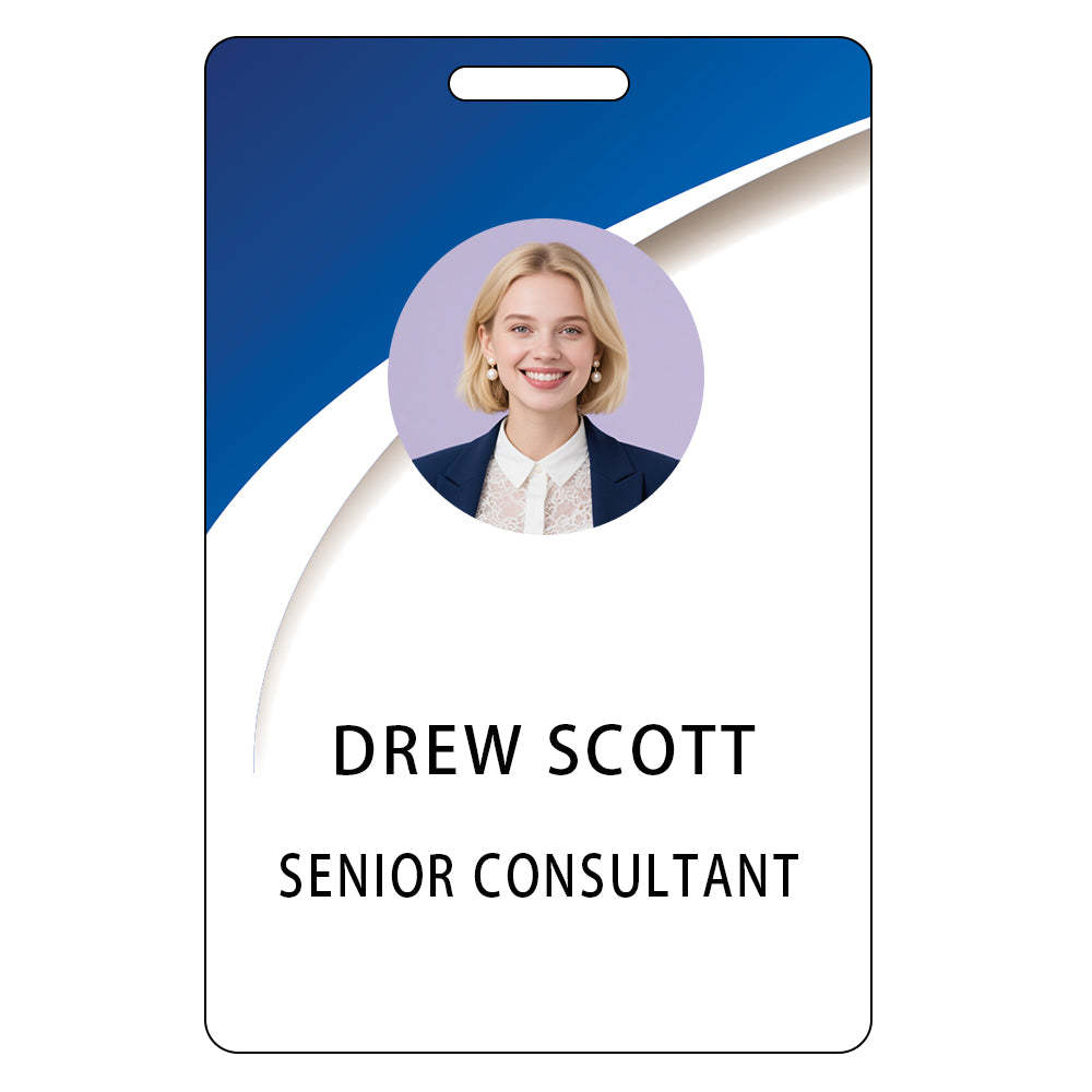 Style T035 Custom Print Employee ID Badge , Personalized Name Badge Double Sided Print with Name, Photo, Logo