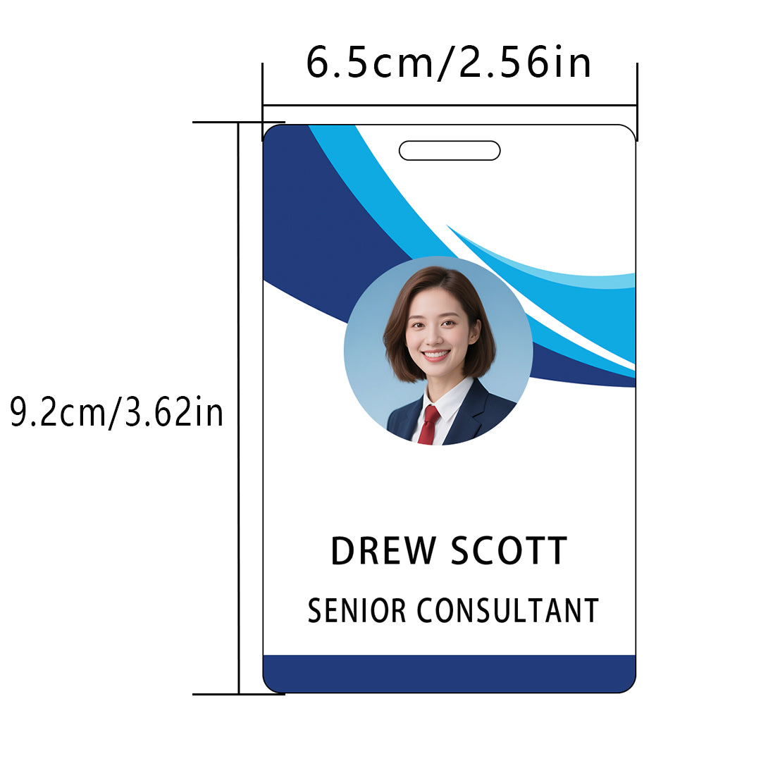 Style T-111 Custom Print Employee ID Badge , Personalized Name Badge Double Sided Print with Name, Photo, Logo