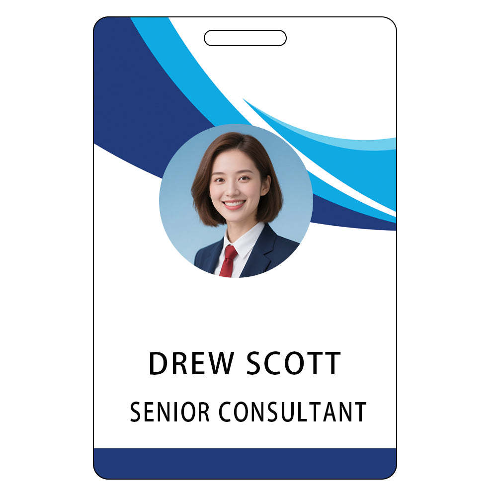 Style T-111 Custom Print Employee ID Badge , Personalized Name Badge Double Sided Print with Name, Photo, Logo