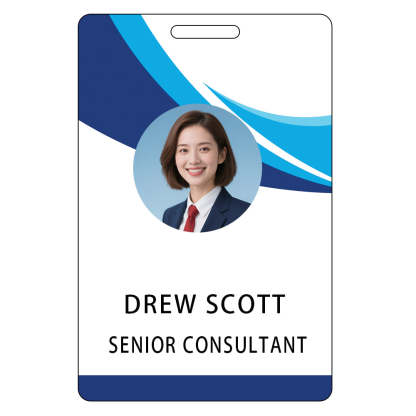 Style T-111 Custom Print Employee ID Badge , Personalized Name Badge Double Sided Print with Name, Photo, Logo