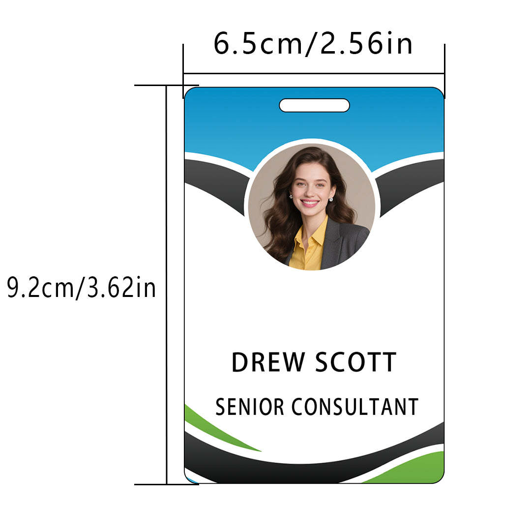 Style T112 Custom Print Employee ID Badge , Personalized Name Badge Double Sided Print with Name, Photo, Logo