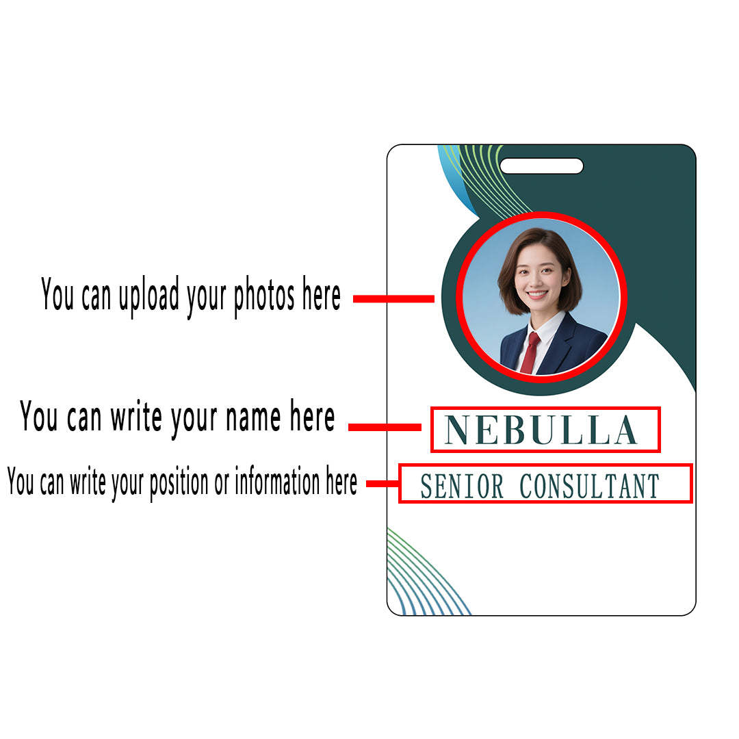 Style T038 Custom Print Employee ID Badge , Personalized Name Badge Double Sided Print with Name, Photo, Logo