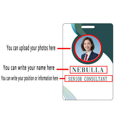 Style T038 Custom Print Employee ID Badge , Personalized Name Badge Double Sided Print with Name, Photo, Logo