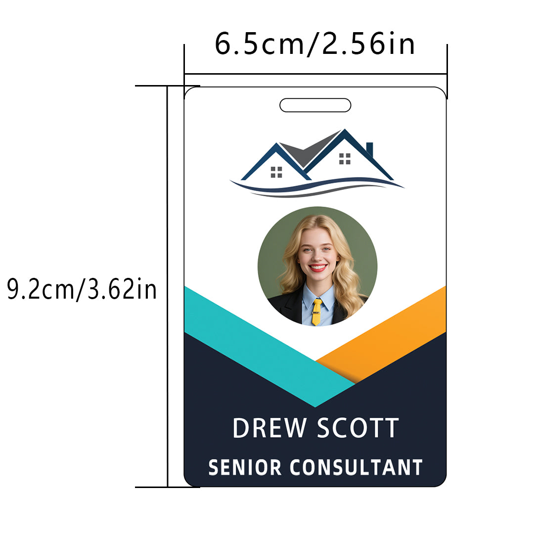 Style T114 Custom Print Employee ID Badge , Personalized Name Badge Double Sided Print with Name, Photo, Logo