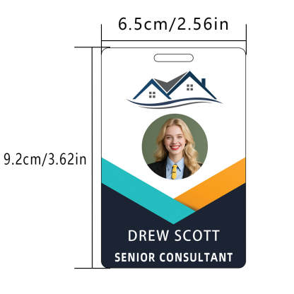 Style T114 Custom Print Employee ID Badge , Personalized Name Badge Double Sided Print with Name, Photo, Logo