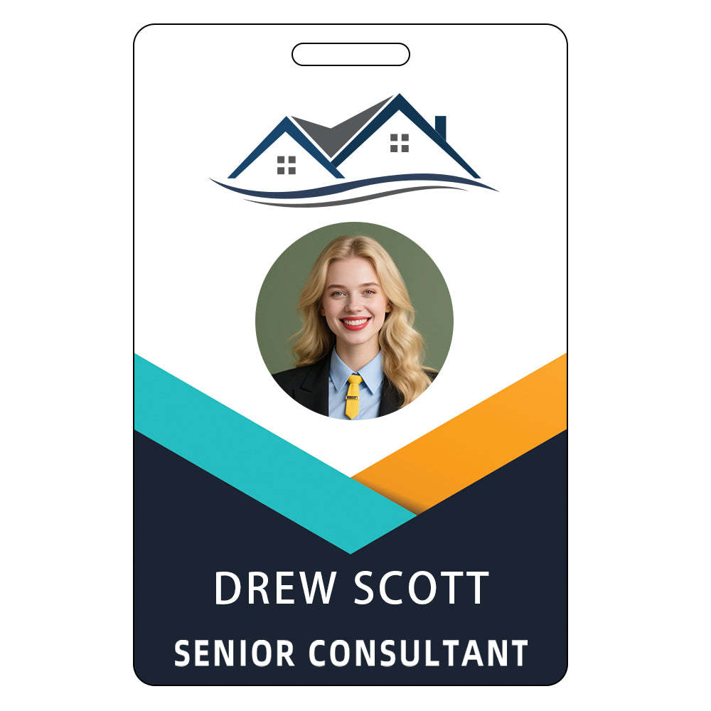 Style T114 Custom Print Employee ID Badge , Personalized Name Badge Double Sided Print with Name, Photo, Logo
