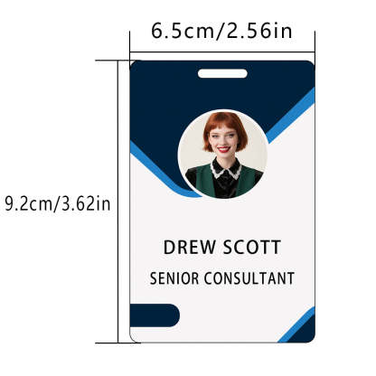 Style T040 Custom Print Employee ID Badge , Personalized Name Badge Double Sided Print with Name, Photo, Logo