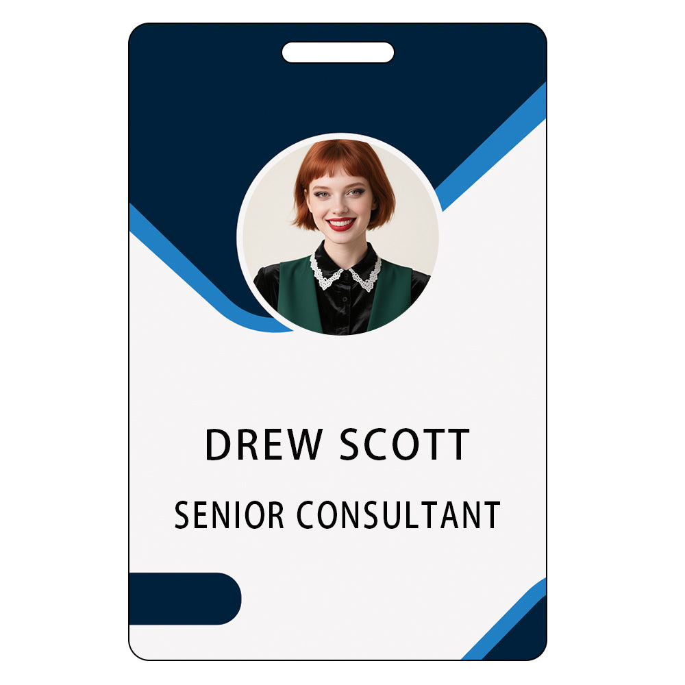 Style T040 Custom Print Employee ID Badge , Personalized Name Badge Double Sided Print with Name, Photo, Logo