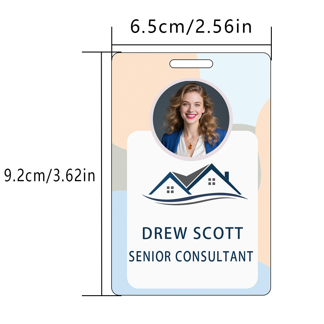 Style T041 Custom Print Employee ID Badge , Personalized Name Badge Double Sided Print with Name, Photo, Logo