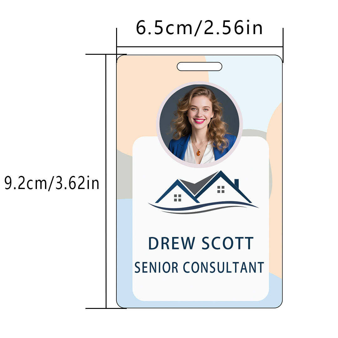 Style T041 Custom Print Employee ID Badge , Personalized Name Badge Double Sided Print with Name, Photo, Logo