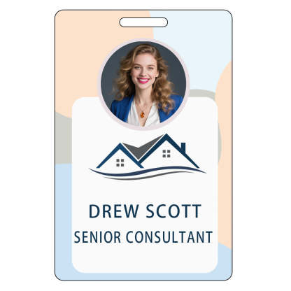 Style T041 Custom Print Employee ID Badge , Personalized Name Badge Double Sided Print with Name, Photo, Logo