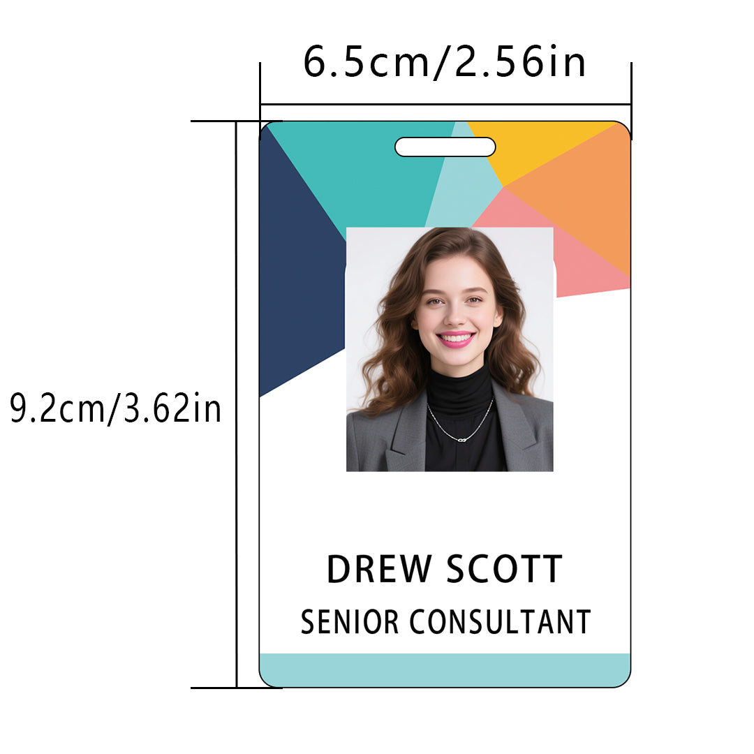 Style T042 Custom Print Employee ID Badge , Personalized Name Badge Double Sided Print with Name, Photo, Logo