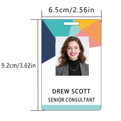 Style T042 Custom Print Employee ID Badge , Personalized Name Badge Double Sided Print with Name, Photo, Logo
