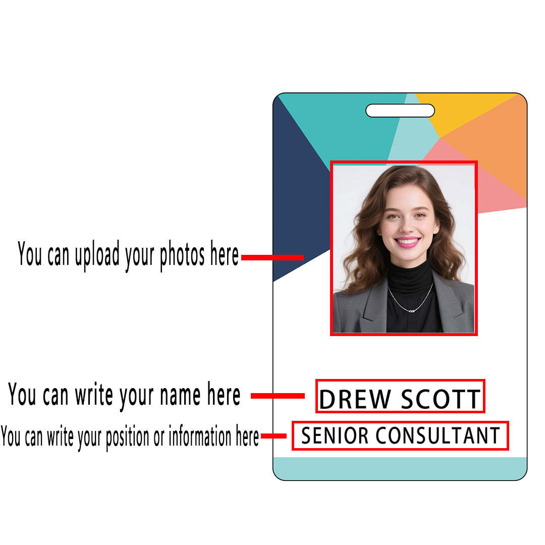 Style T042 Custom Print Employee ID Badge , Personalized Name Badge Double Sided Print with Name, Photo, Logo