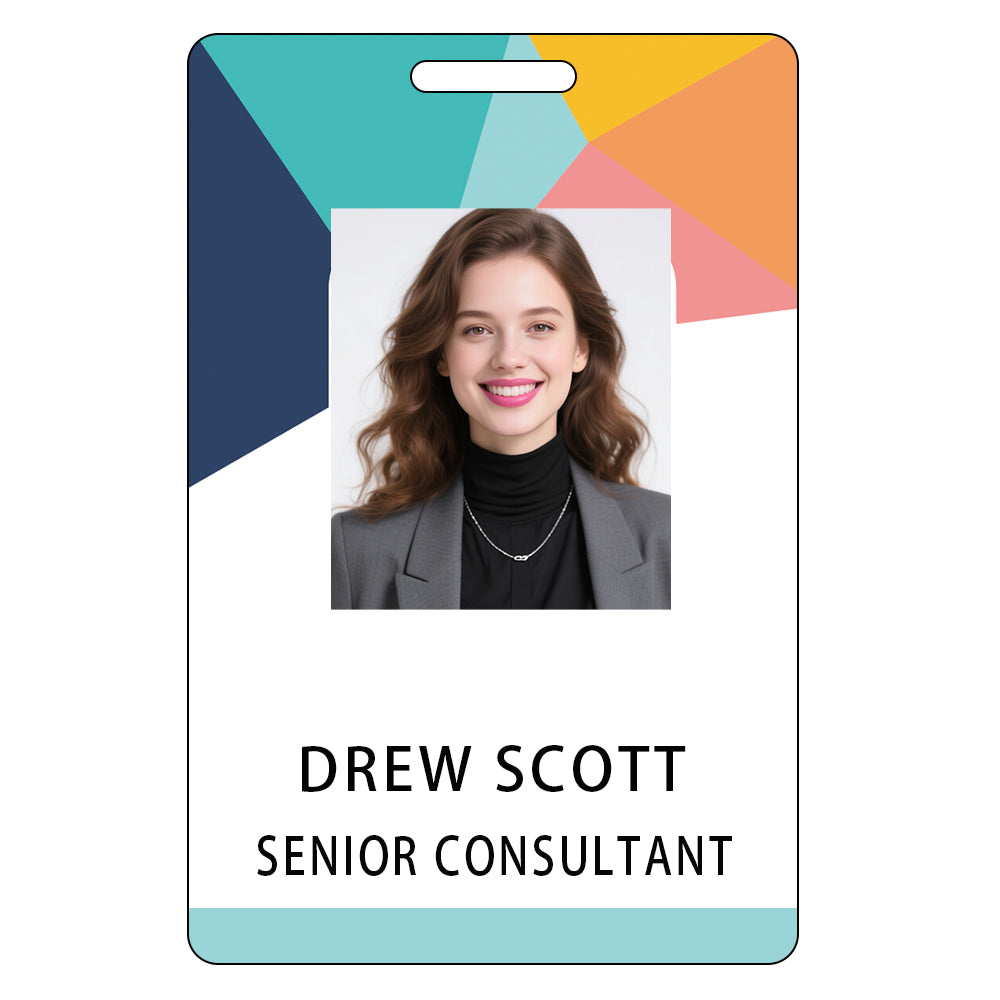 Style T042 Custom Print Employee ID Badge , Personalized Name Badge Double Sided Print with Name, Photo, Logo