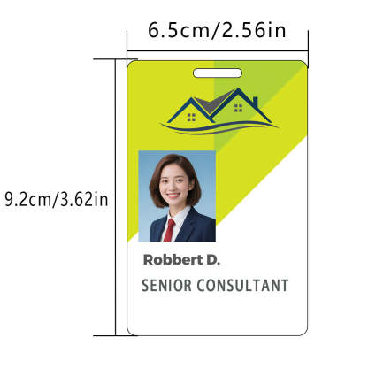 Style T043 Custom Print Employee ID Badge , Personalized Name Badge Double Sided Print with Name, Photo, Logo