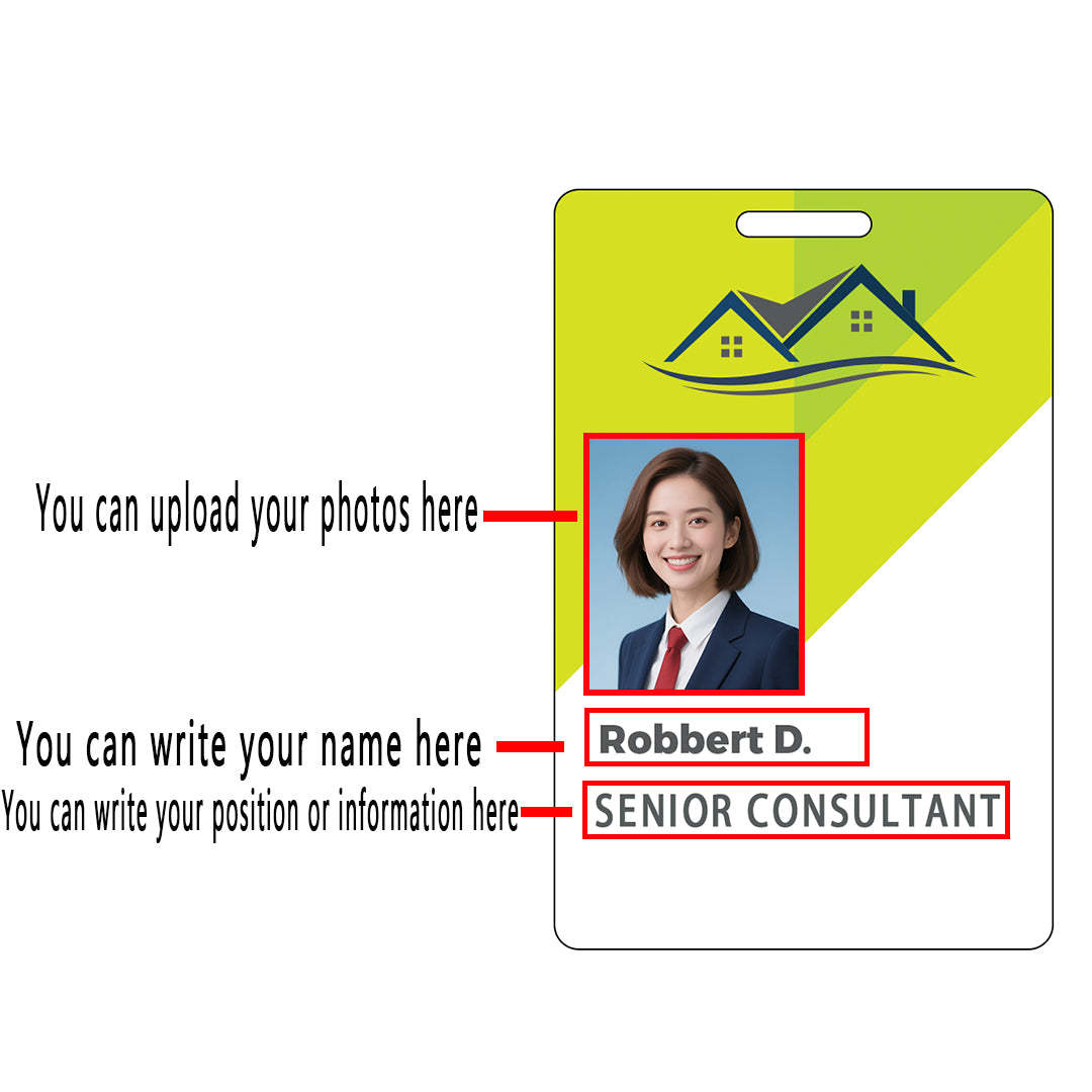 Style T043 Custom Print Employee ID Badge , Personalized Name Badge Double Sided Print with Name, Photo, Logo