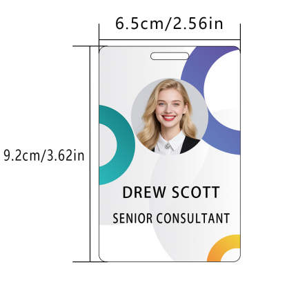 Style T044 Custom Print Employee ID Badge , Personalized Name Badge Double Sided Print with Name, Photo, Logo