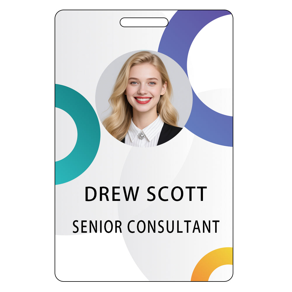 Style T044 Custom Print Employee ID Badge , Personalized Name Badge Double Sided Print with Name, Photo, Logo